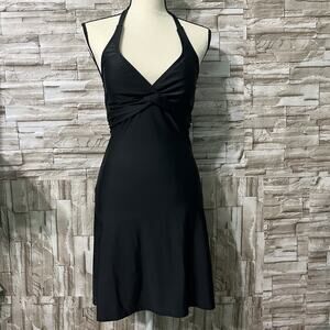 Athleta Swim Dress Size 32 D/DD Stretch Padding Halter Black Pool Beachwear EXC